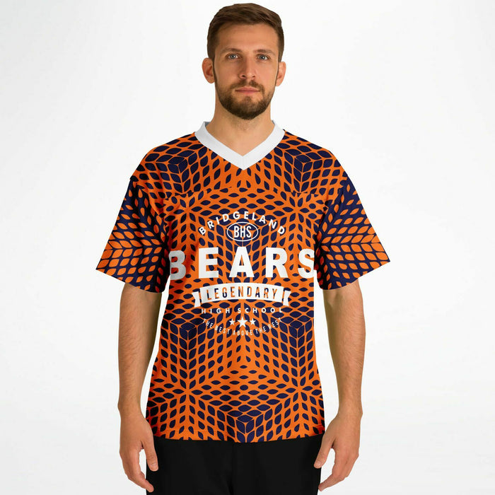 Man wearing Bridgeland Bears football jersey