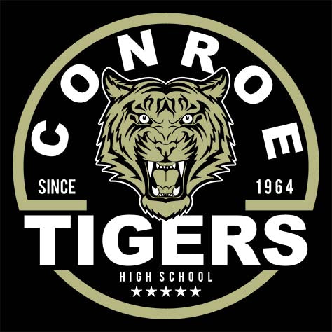 Conroe Tigers Premium Black T-shirt - Design 04