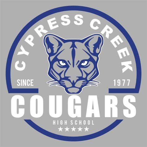 Cypress Creek High School Cougars Sports Grey Garment Design 04