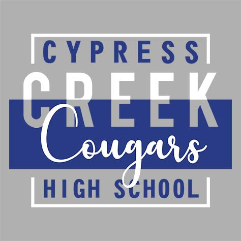 Cypress Creek High School Cougars Sports Grey Garment Design 05
