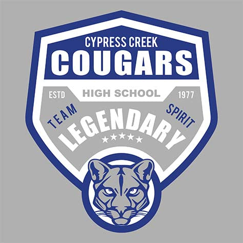 Cypress Creek Cougars Premium Grey Hoodie - Design 14