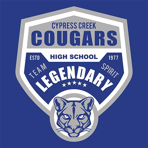 Cypress Creek Cougars Premium Royal T-shirt - Design 14