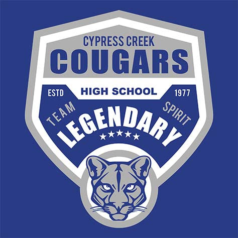 Cypress Creek High School Cougars Royal Blue Garment Design 14