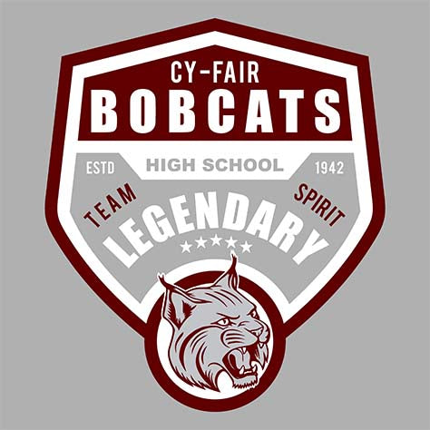 Cy-Fair High School Bobcats Sports Grey Garment Design 14