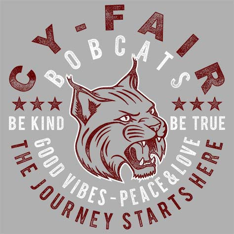 Cy-Fair High School Bobcats Sports Grey Garment Design 16