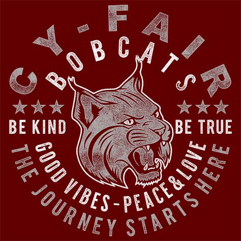 Cy-Fair Bobcats Premium Maroon T-shirt - Design 16