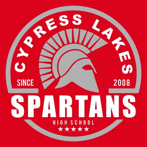 Cypress Lakes High School Spartans Red Garment Design 04