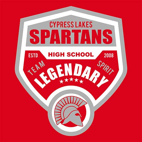 Cypress Lakes High School Spartans Red Garment Design 14