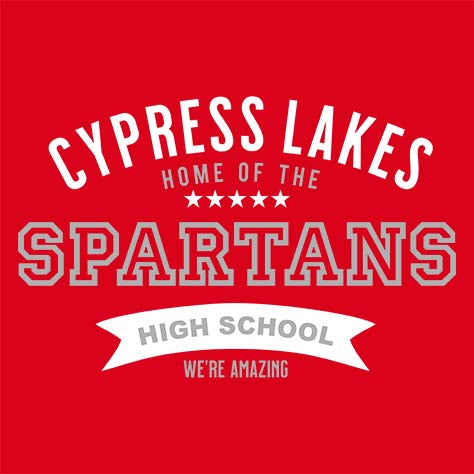 Cypress Lakes High School Spartans Red Garment Design 96