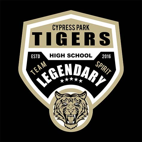 Cypress Park Tigers Premium Black Hoodie - Design 14