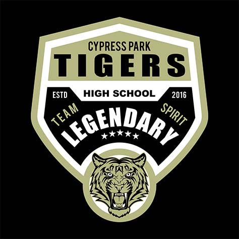 Cypress Park High School Tigers Black Garment Design 14