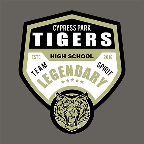 Cypress Park High School Tigers Charcoal Garment Design 14