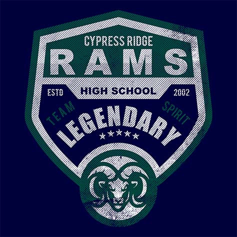 Cypress Ridge High School Rams Navy Garment Design 14