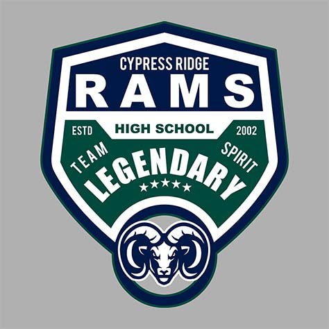 Cypress Ridge Rams Premium Grey Hoodie - Design 14