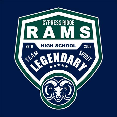 Cypress Ridge Rams Premium Navy Blue Hoodie - Design 14