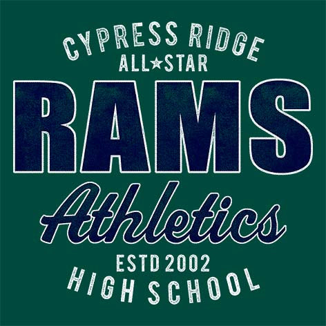 Cypress Ridge Rams Premium Forest Green T-shirt - Design 34