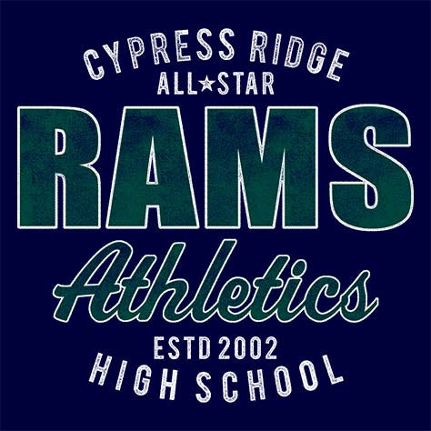 Cypress Ridge High School Rams Navy Garment Design 34