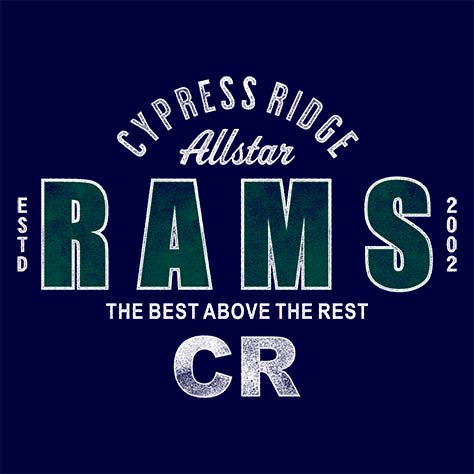 Cypress Ridge High School Rams Navy Garment Design 40