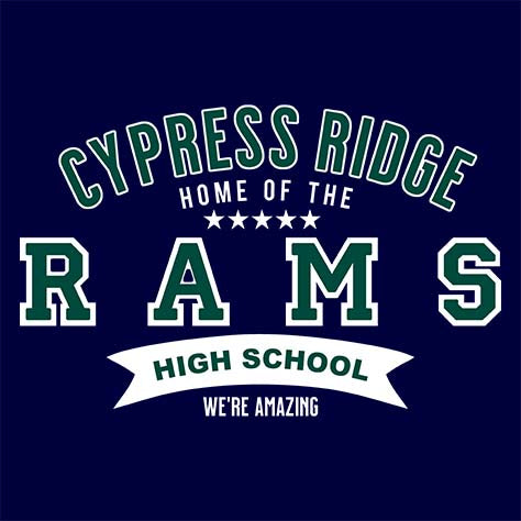 Cypress Ridge High School Rams Navy Garment Design 96