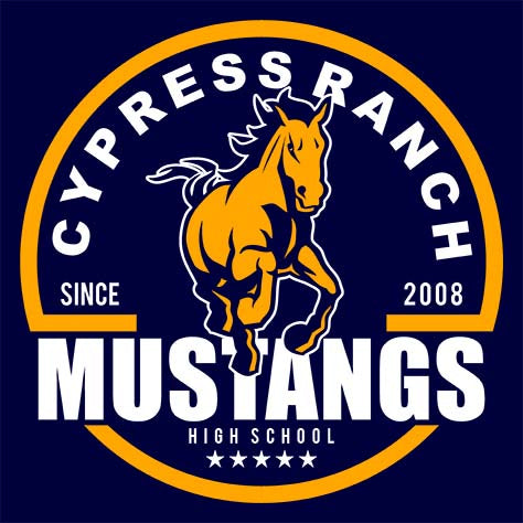 Cypress Ranch Mustangs Premium Navy T-shirt - Design 04