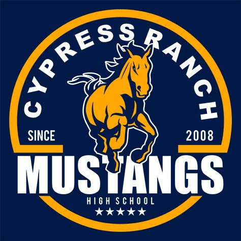 Cypress Ranch Mustangs Premium Navy Hoodie - Design 04