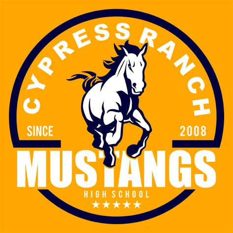 Cypress Ranch Mustangs Premium Gold T-shirt - Design 04