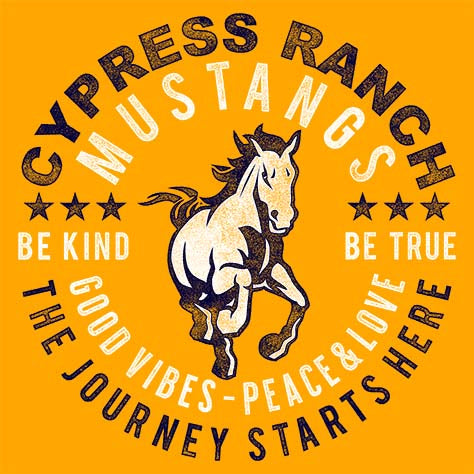 Cypress Ranch Mustangs Premium Gold T-shirt - Design 16