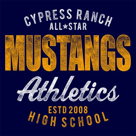 Cypress Ranch High School Mustangs Navy Garment Design 34