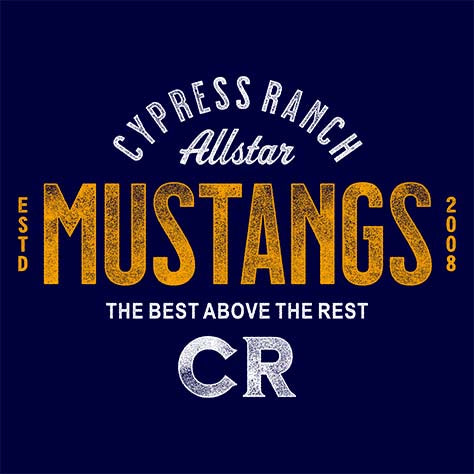 Cypress Ranch Mustangs Premium Navy T-shirt - Design 40