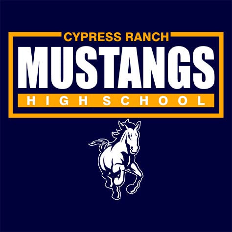 Cypress Ranch Mustangs Premium Navy T-shirt - Design 49