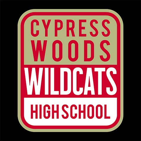 Cypress Woods High School Wildcats Black Garment Design 01