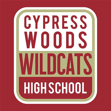 Cypress Woods High School Wildcats Deep Red Garment Design 01