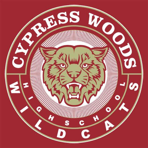 Cypress Woods High School Wildcats Deep Red Garment Design 02