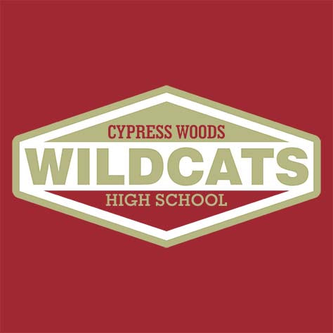 Cypress Woods High School Wildcats Deep Red Garment Design 09