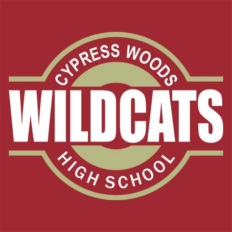 Cypress Woods High School Wildcats Deep Red Garment Design 11