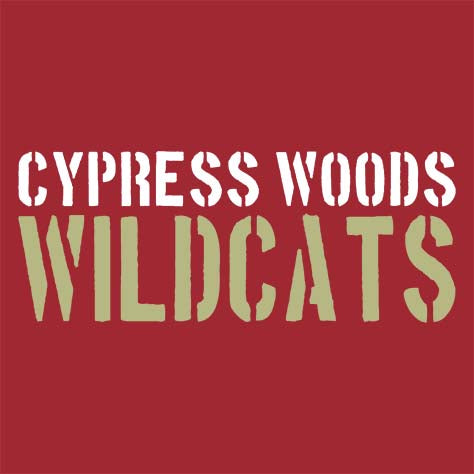 Cypress Woods High School Wildcats Deep Red Garment Design 17