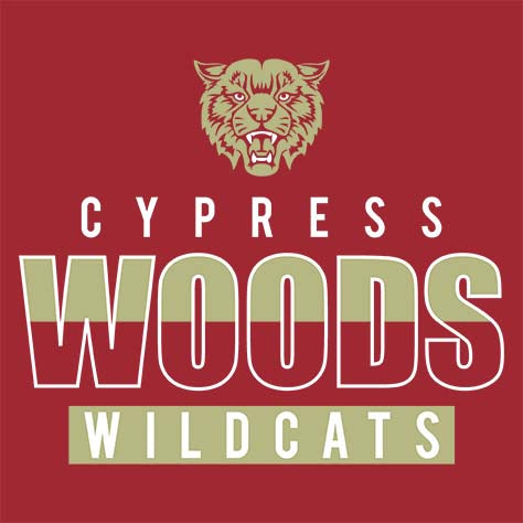 Cypress Woods High School Wildcats Deep Red Garment Design 23