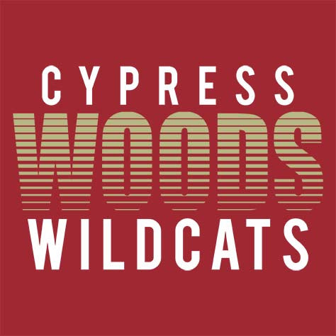 Cypress Woods High School Wildcats Deep Red Garment Design 24