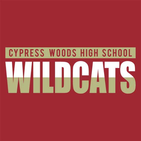 Cypress Woods High School Wildcats Deep Red Garment Design 25