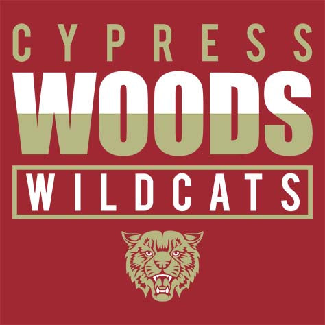 Cypress Woods High School Wildcats Deep Red Garment Design 29