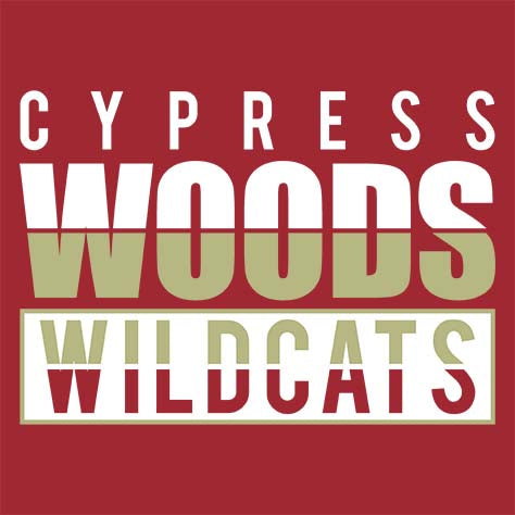 Cypress Woods High School Wildcats Deep Red Garment Design 31