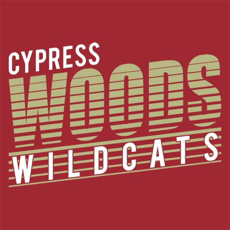 Cypress Woods High School Wildcats Deep Red Garment Design 32