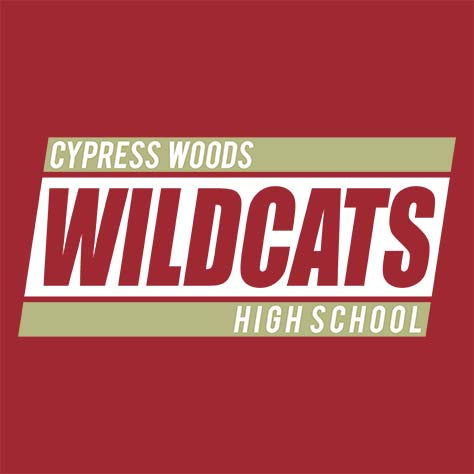 Cypress Woods High School Wildcats Deep Red Garment Design 72