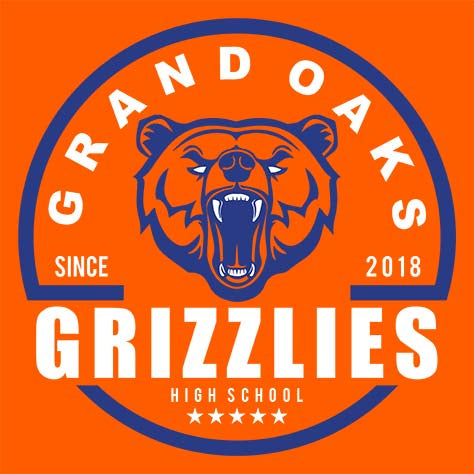 Grand Oaks Grizzlies Premium Orange T-shirt - Design 04