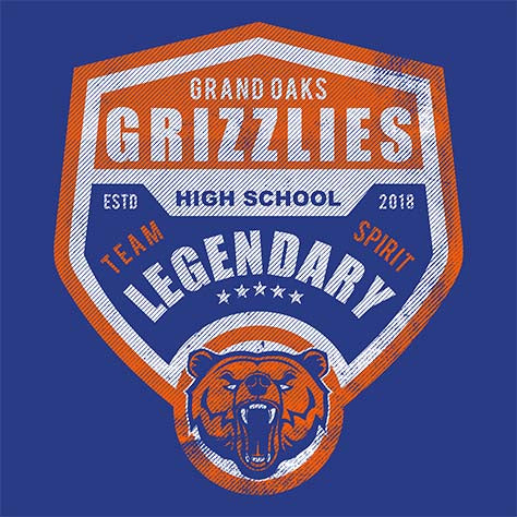 Grand Oaks Grizzlies Premium Royal Hoodie - Design 14