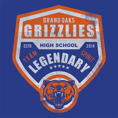 Grand Oaks High School Grizzlies Royal Blue Garment Design 14
