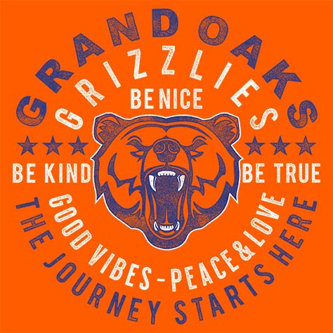 Grand Oaks High School Grizzlies Orange Garment Design 16