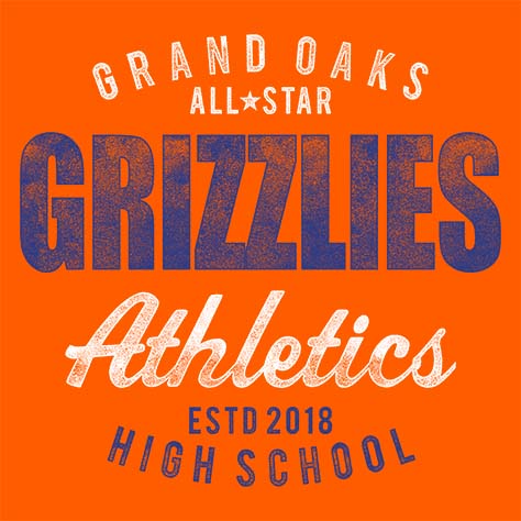 Grand Oaks High School Grizzlies Orange Garment Design 34