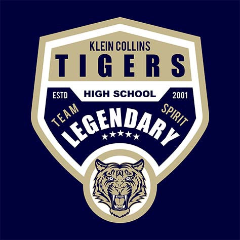 Klein Collins Tigers Premium Navy Hoodie - Design 14