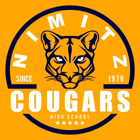 Nimitz High School Cougars Gold Garment Design 04